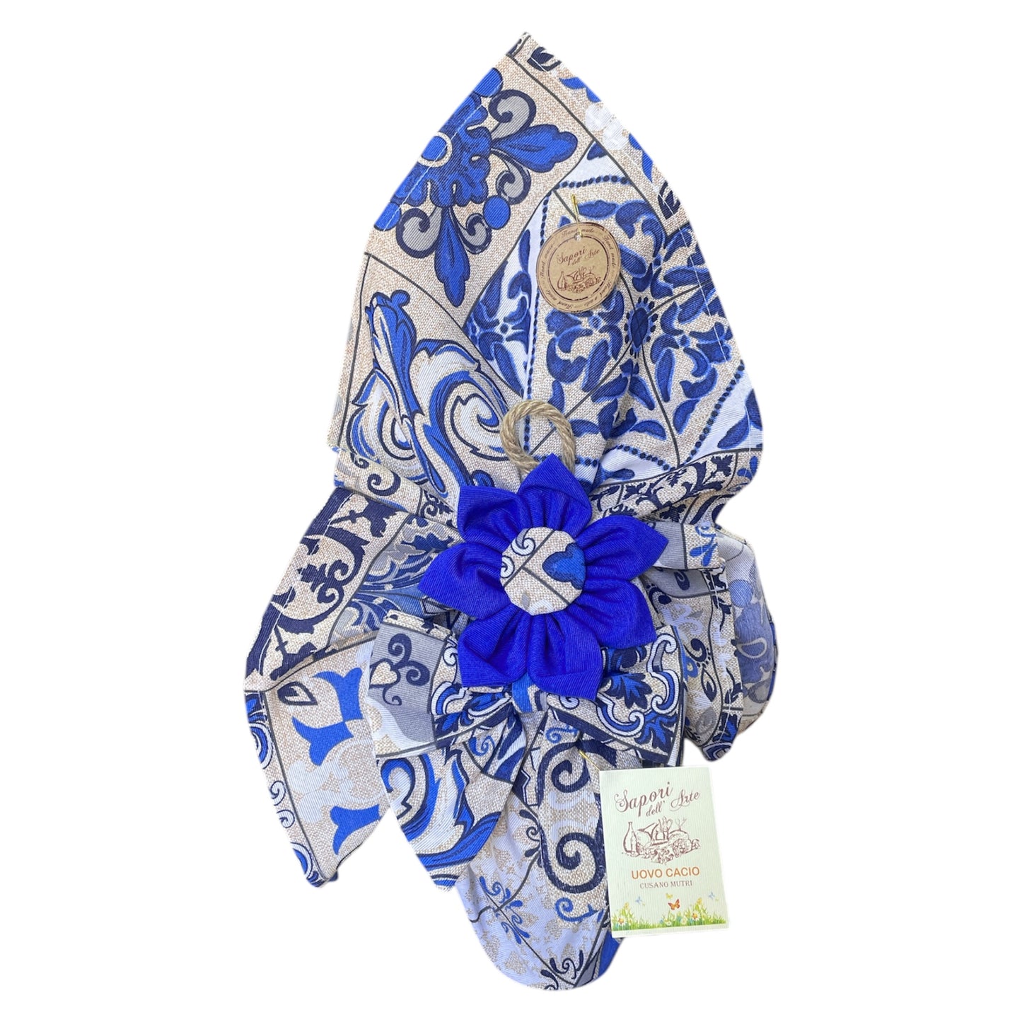 Uovocacio o Caciouovo nei toni del blu, giallo